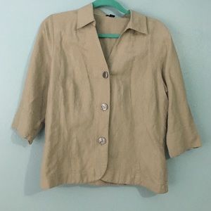 (Vintage) East5th Petite Tan Linen Button Down